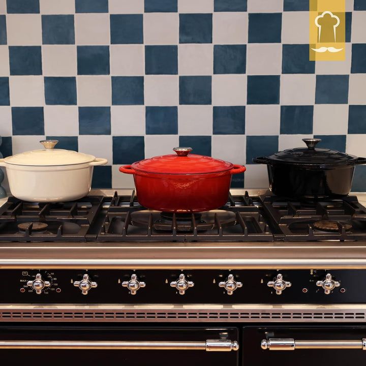 Chefarone Gusseisen Topf Brot Backen 24 Cm, 3,5 L Schmortopf, Emailliert Zum Schmoren, und Braten, B