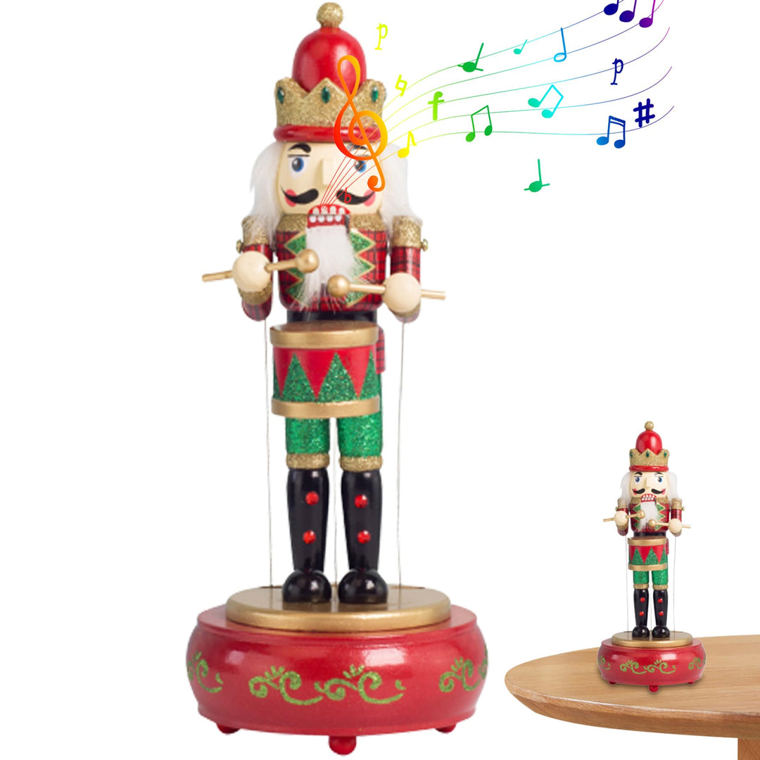 Nussknacker-spieluhr Holz-nussknacker Weihnachtsdekoration Niedliche Uhrwerk-nussknacker-Figuren Mit
