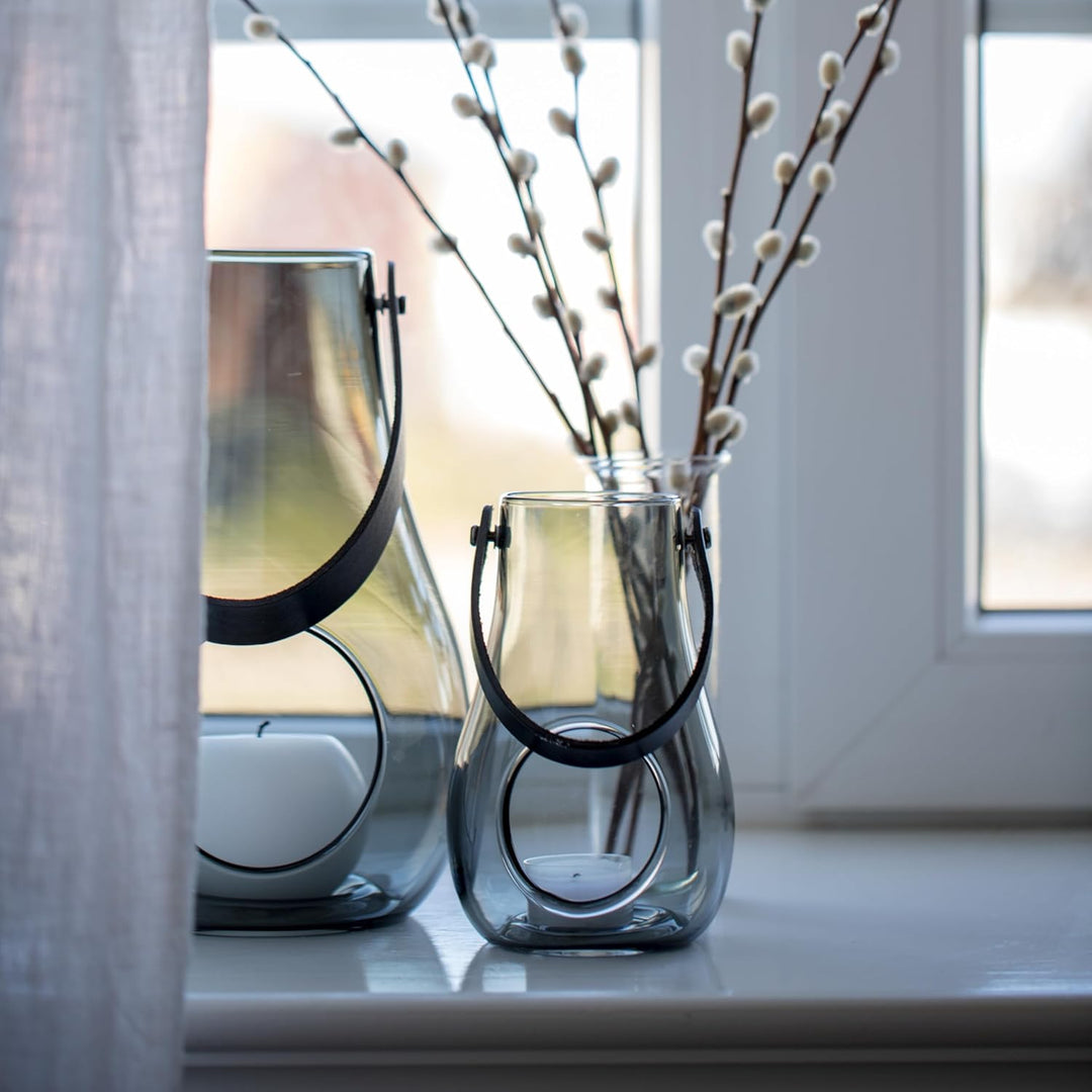 Holmegaard Laterne H16.5 cm Design with Light aus mundgeblasenem Glas, grau Smoke H16,5 cm, Smoke H1