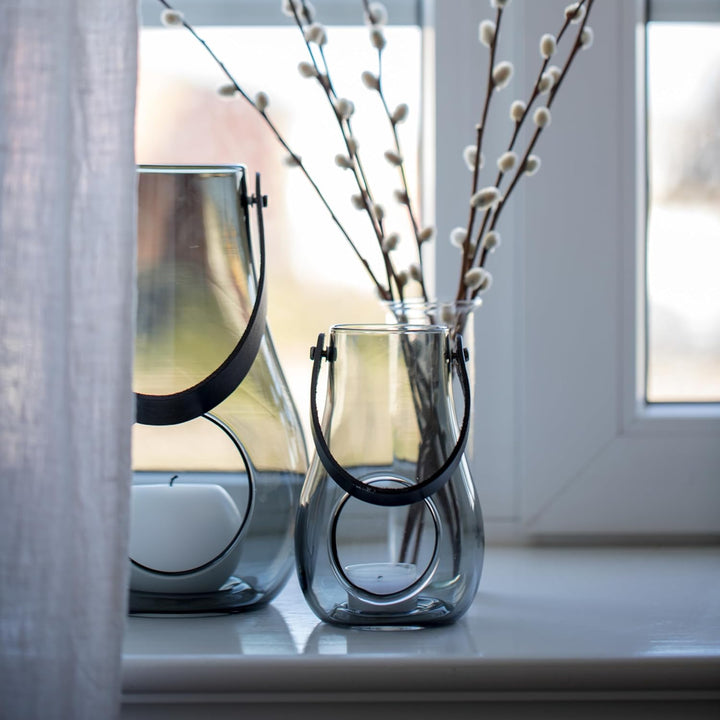 Holmegaard Laterne H16.5 cm Design with Light aus mundgeblasenem Glas, grau Smoke H16,5 cm, Smoke H1