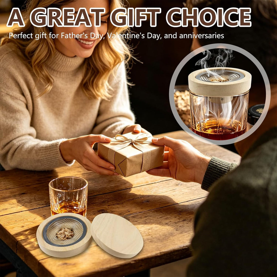 Cocktail Smoker Kit mit 5 Holzchips – Whisky Räucher Set mit Edelstahlfilter, Whiskey Smoker Set für