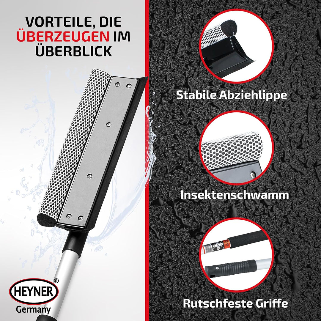 HEYNER® Scheibenreiniger XXL 70-125cm ausziehbar mit Teleskopgriff I Fensterwischer für LKW, Wohnmob