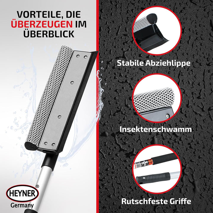 HEYNER® Scheibenreiniger XXL 70-125cm ausziehbar mit Teleskopgriff I Fensterwischer für LKW, Wohnmob