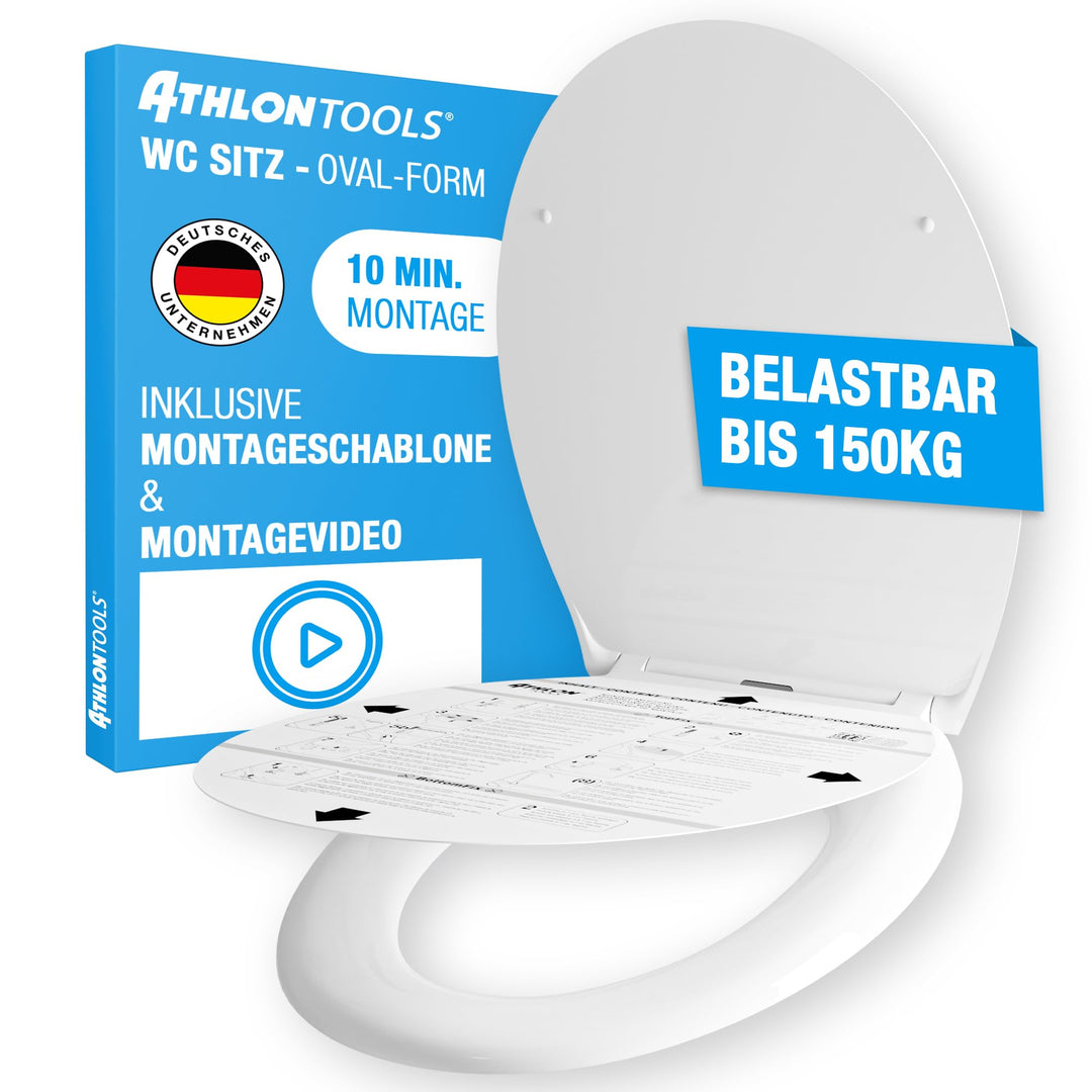 ATHLON TOOLS Toilettendeckel mit Absenkautomatik O-Form – Duroplast WC Sitz, Soft-Close & Quick-Rele