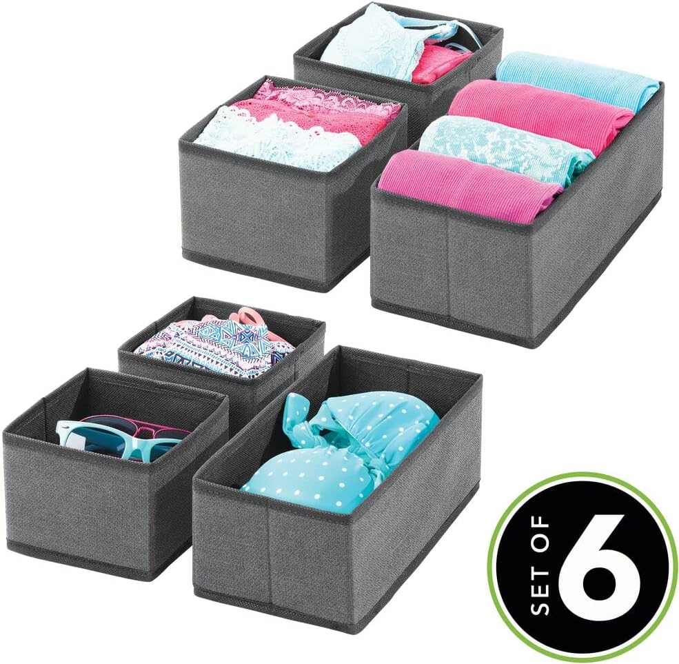 mDesign 6er-Set Aufbewahrungsbox – atmungsaktive Stoffbox für Socken, Unterwäsche, Leggings etc. – v