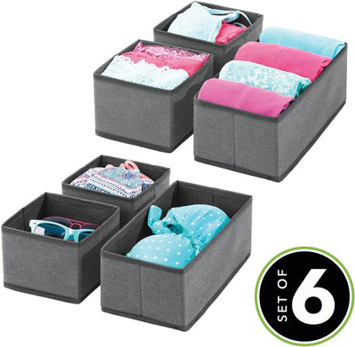 mDesign 6er-Set Aufbewahrungsbox – atmungsaktive Stoffbox für Socken, Unterwäsche, Leggings etc. – v