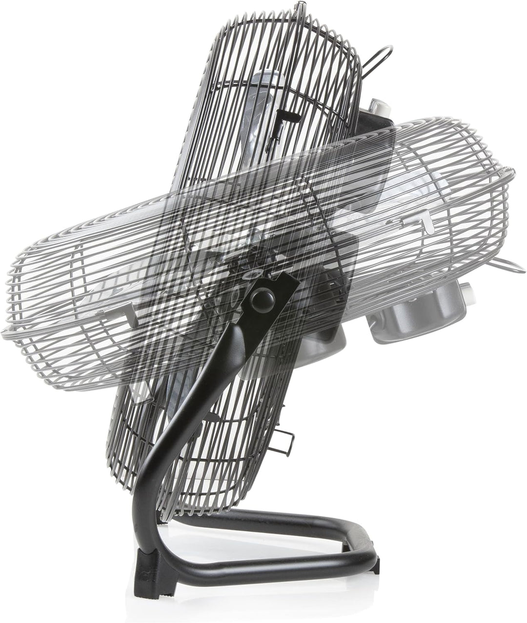 DOMO Bodenventilator komplett aus mattschwarzem Metall, 3 Geschwindigkeiten + Stopp, veränderbare Sc