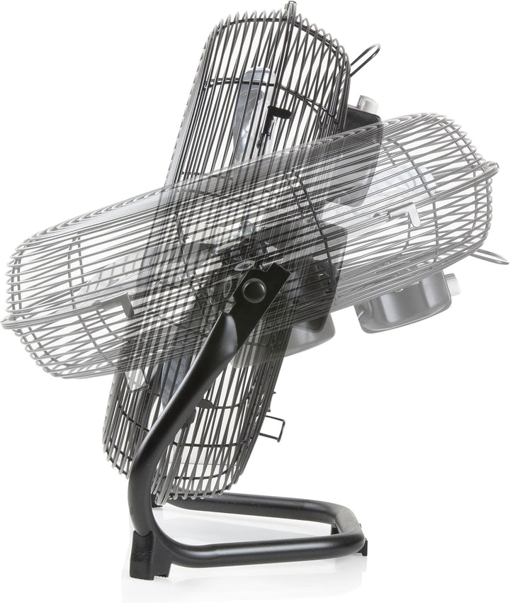 DOMO Bodenventilator komplett aus mattschwarzem Metall, 3 Geschwindigkeiten + Stopp, veränderbare Sc