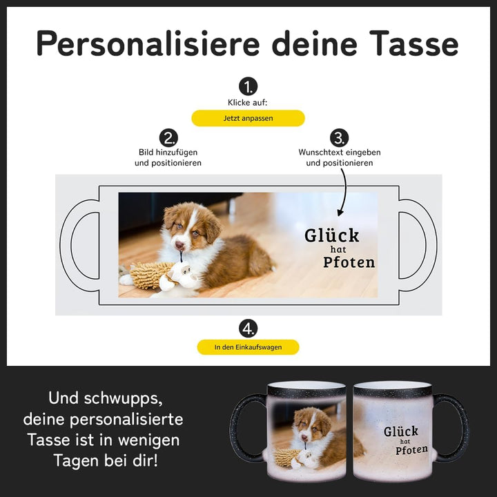 glitzertassen.de® | Personalisierte Magic Glitzertasse mit Text/Bild | Farbwechseltasse mit Glitzer