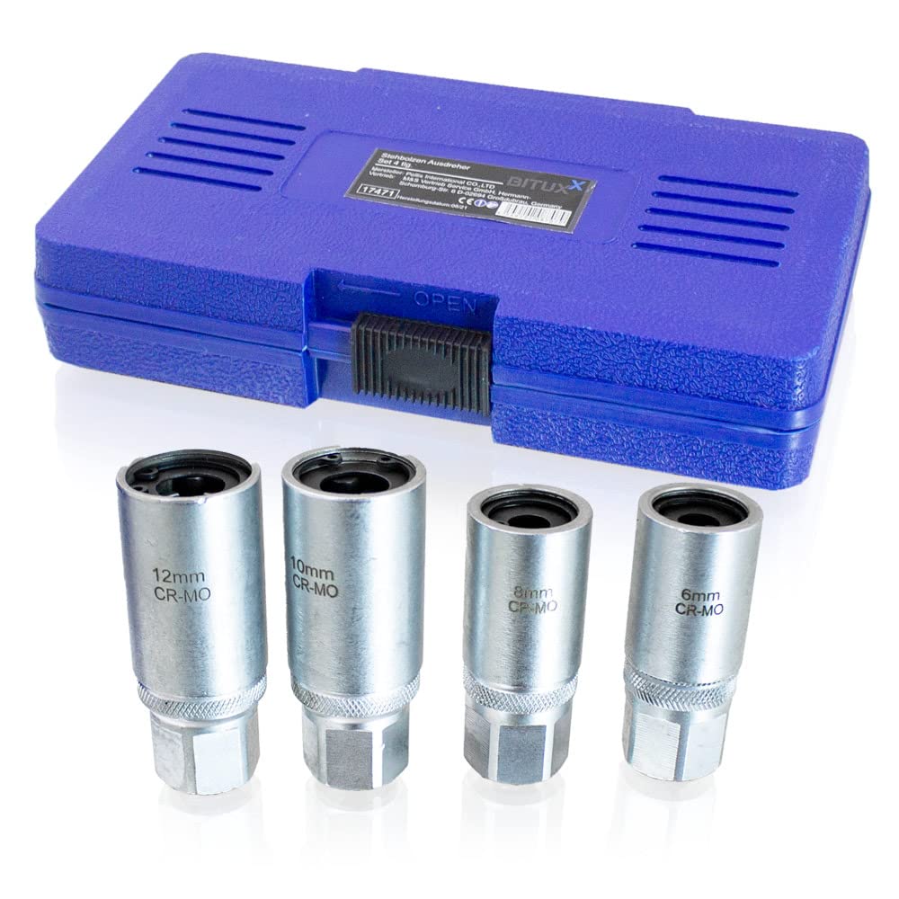 Bituxx 4 tlg. Stehbolzenausdreher Ausdreh Satz 1/2" Set 6-12mm