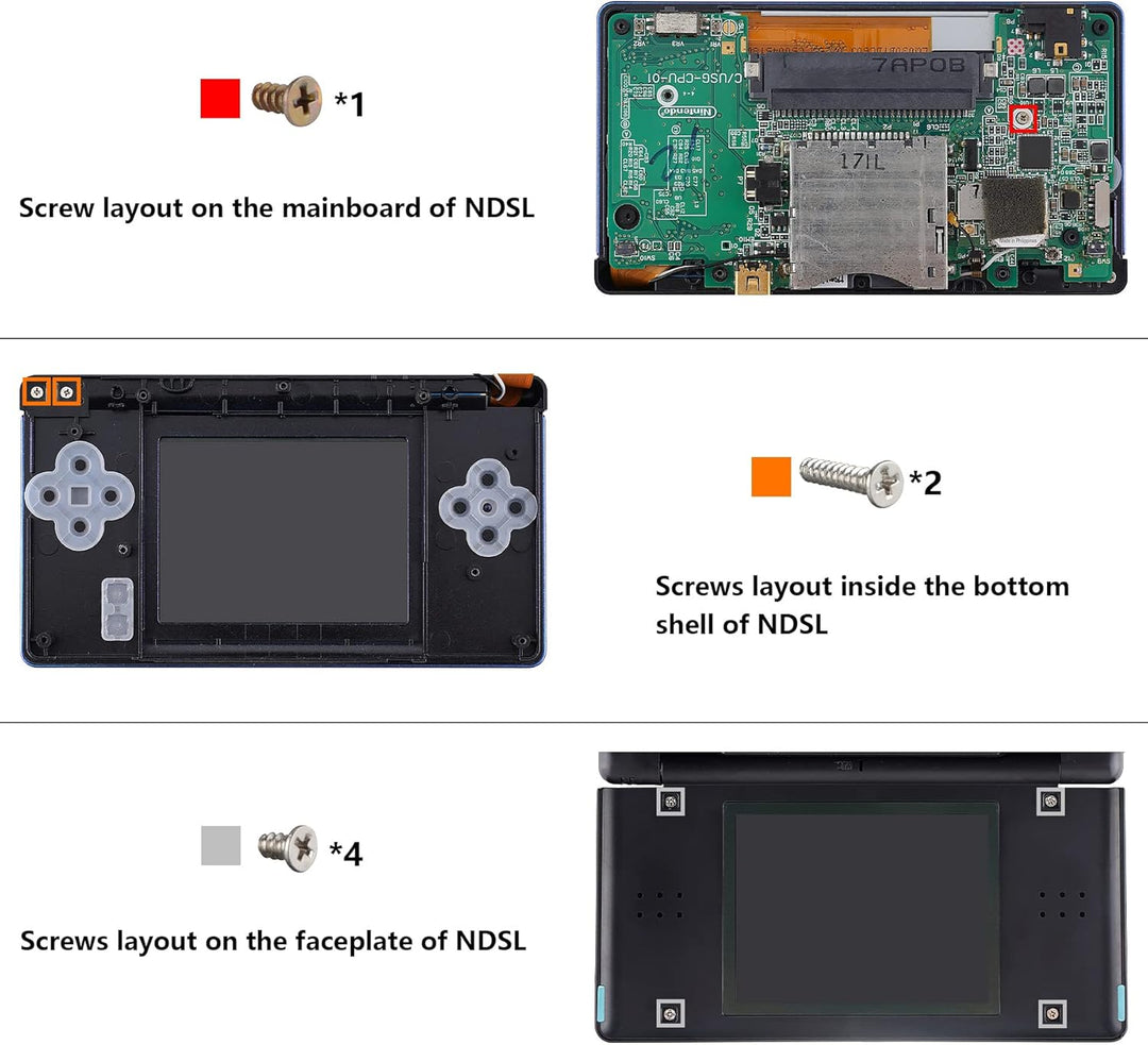 eXtremeRate Ersatz Gehäuse Case für Nintendo DS Lite NDSL, Voll Hülle&Knöpfen&Screen Protector Shell