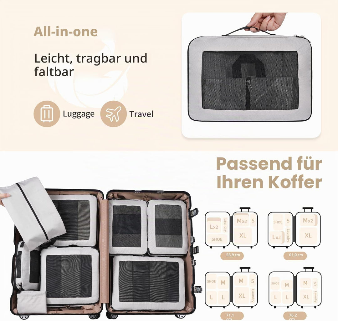 Kompressions-Packwürfel, Verbessertes Netzfenster, Sichtbar und Tragbar, Erweiterbare Reisegepäck-Or