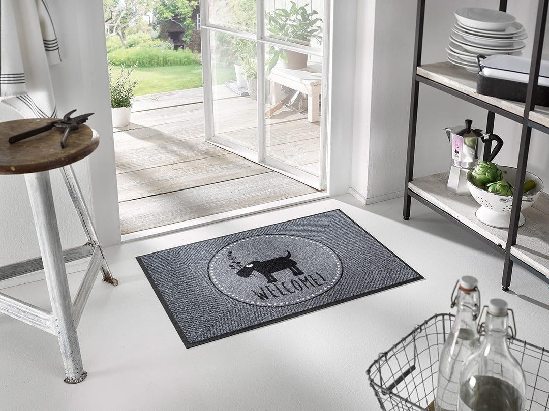 wash+dry Fussmatte, Herr Just- Welcome! 50x75 cm, innen und aussen, waschbar, Grau