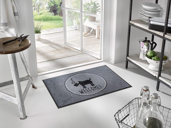 wash+dry Fussmatte, Herr Just- Welcome! 50x75 cm, innen und aussen, waschbar, Grau
