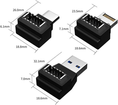 NFHK 3 x USB 3.1-Front-Panel-Header Buchse Typ E auf Stecker Typ A & Typ-C USB-C Motherboard Verläng