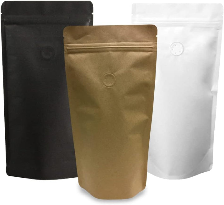 Lacers Standbodenbeutel Kraftpapier in versch. Farben, High Barrier mit Ventil, Klimaneutral, Nachha