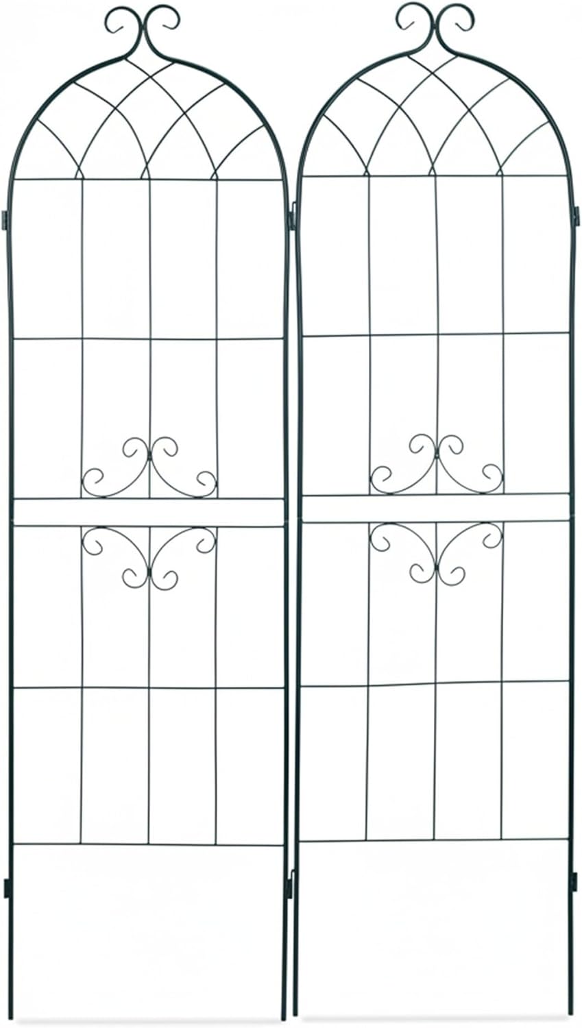 Relaxdays Rankgitter 2er Set, Metall, 180 x 50 cm, Vintage Rankhilfe Garten, geschwungene Form, zum