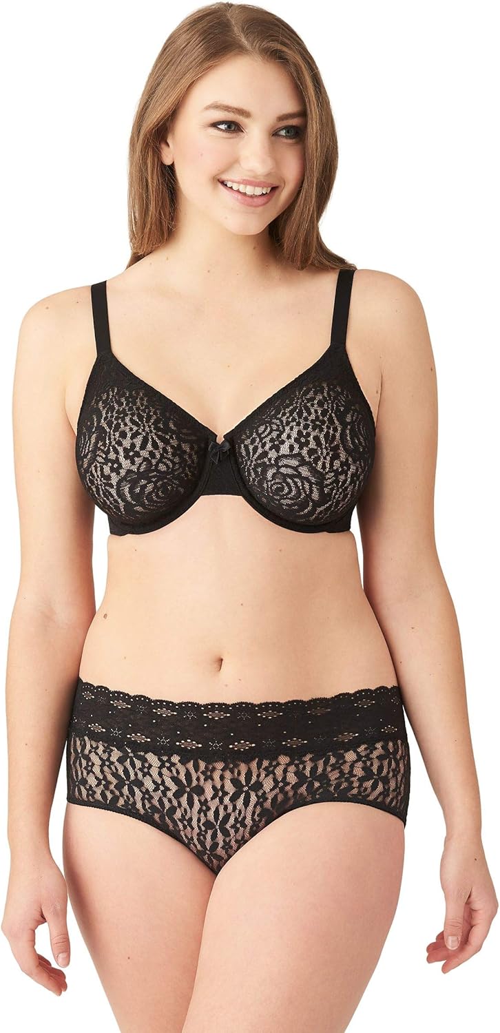 Wacoal Damen Halo Lace Unlined Convertible Underwire Bra BH, Undurchsichtige 70C Schwarz, 70C Schwar