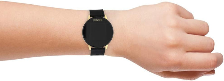 Oozoo Smartwatch Unisex Fitnessuhr (Schwarz/Gold), Schwarz/Gold