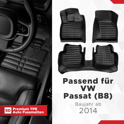 fussmattenprofi.com Auto Fussmatten Kompatibel mit VW Passat B8 Baujahr ab 2014 I 100% Passgenau Ger