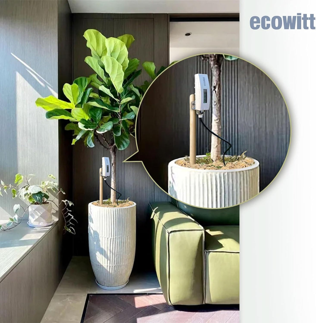 ECOWITT Bodenfeuchtesensor WH51L mit 1M Kabel, 8 Kanäle Blumen Pflanzen Feuchtigkeitsmonitor mit LCD