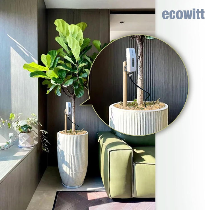 ECOWITT Bodenfeuchtesensor WH51L mit 1M Kabel, 8 Kanäle Blumen Pflanzen Feuchtigkeitsmonitor mit LCD
