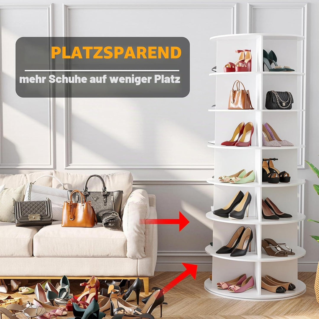 SpaceAid Drehbares Schuhregal mit 7 Ebenen, drehbares Schuhregal, Lazy Susan, drehbares 360-Grad-Sch