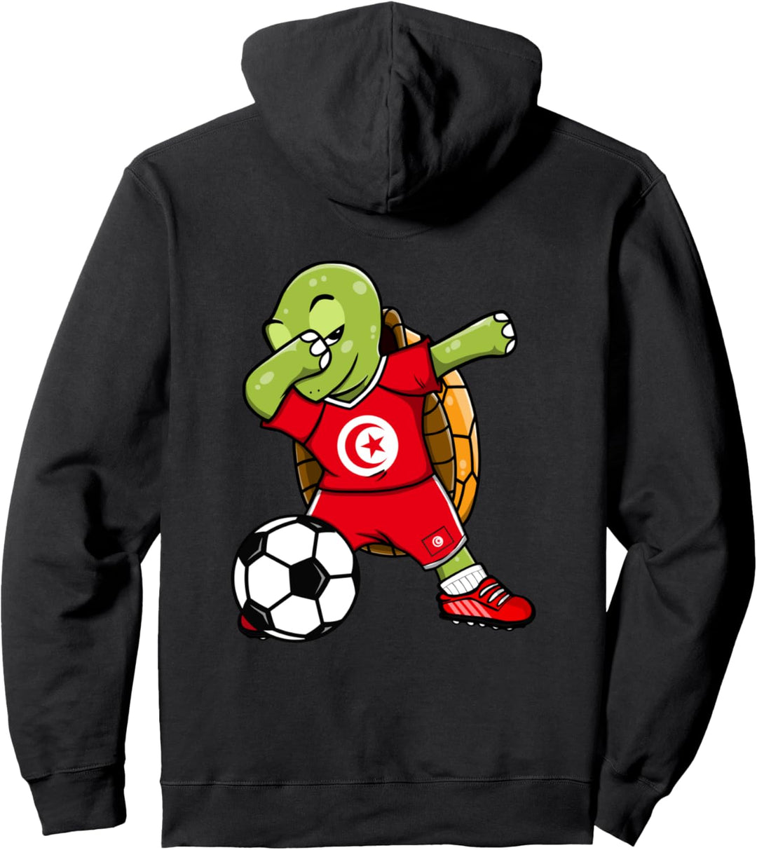 Dabbing Schildkröte Tunesien Fussball Tunesische Flagge Pullover Hoodie
