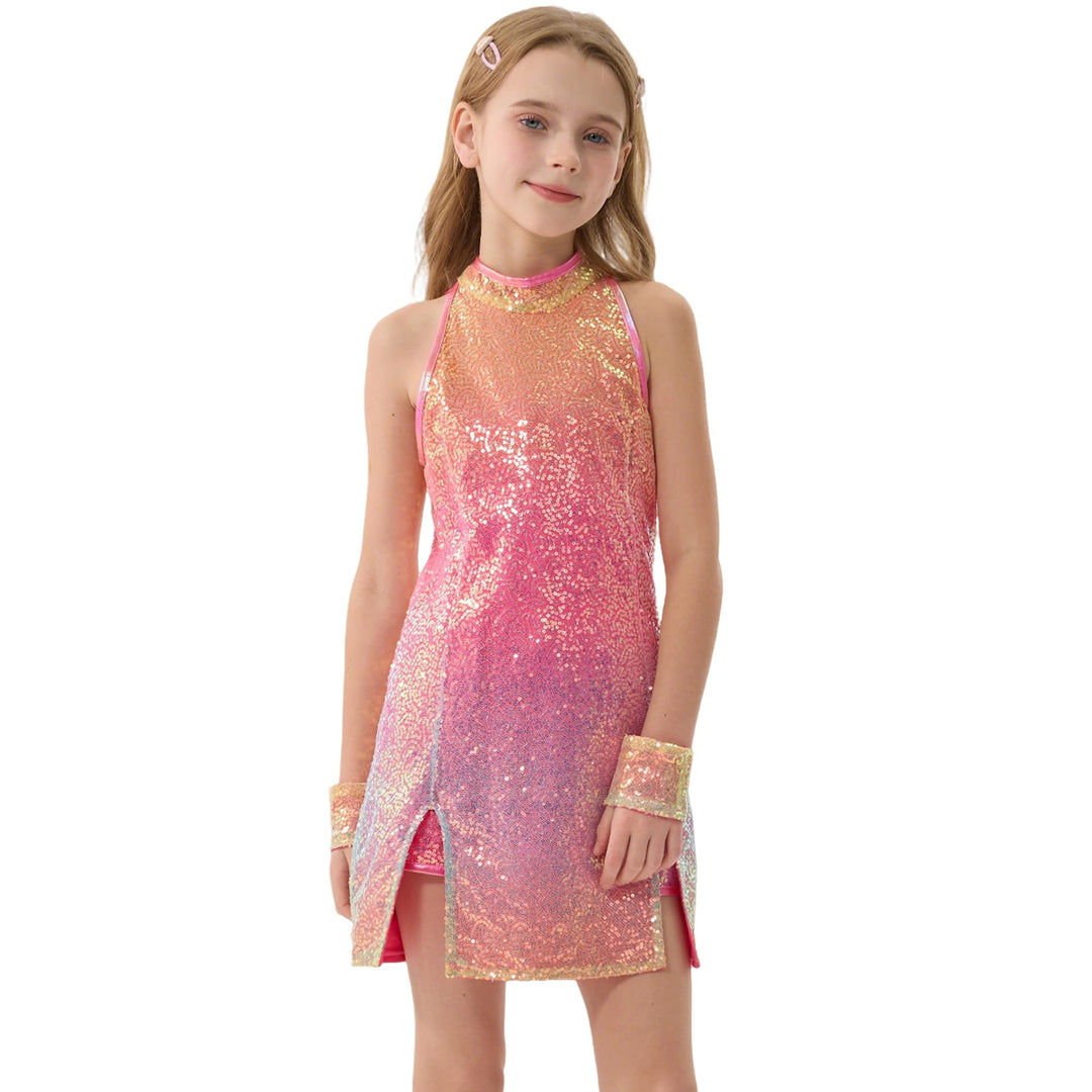 LOLANTA Mädchen Pailletten-Kostüm Hip Hop Dancewear Funkelndes Tanzkleid Gesetzt 4-5 Jahre Schillern