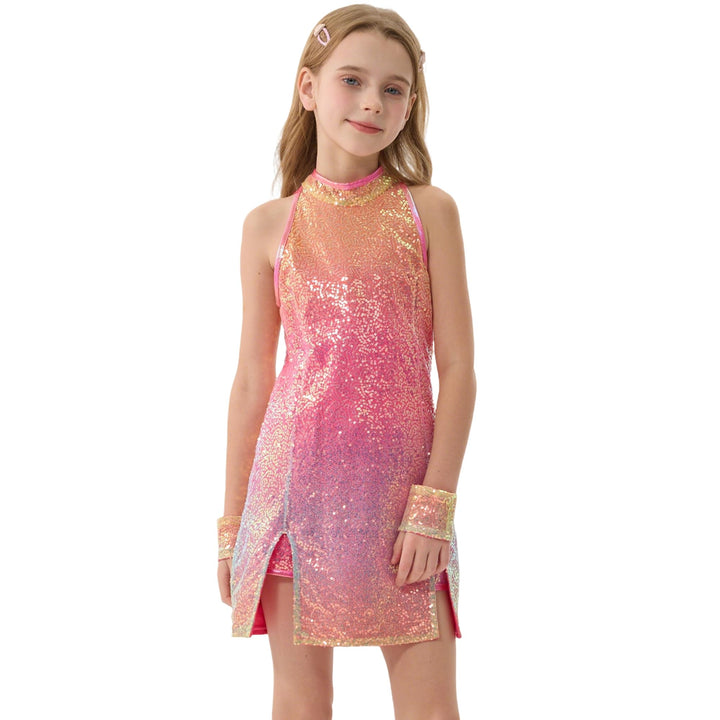 LOLANTA Mädchen Pailletten-Kostüm Hip Hop Dancewear Funkelndes Tanzkleid Gesetzt 4-5 Jahre Schillern