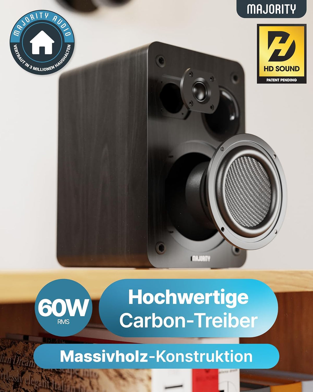 Majority Homerton HiFi Internetradio WLAN Stereoanlage CD Player, DAB+, UKW | Musikanlage mit Regall