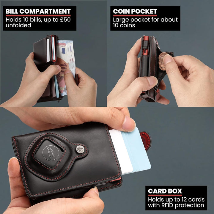 Will Fire® MagFlap® MultiTag | Airtag Android Wallet für Samsung Galaxy Smart Tag + Tile Chipolo ATU