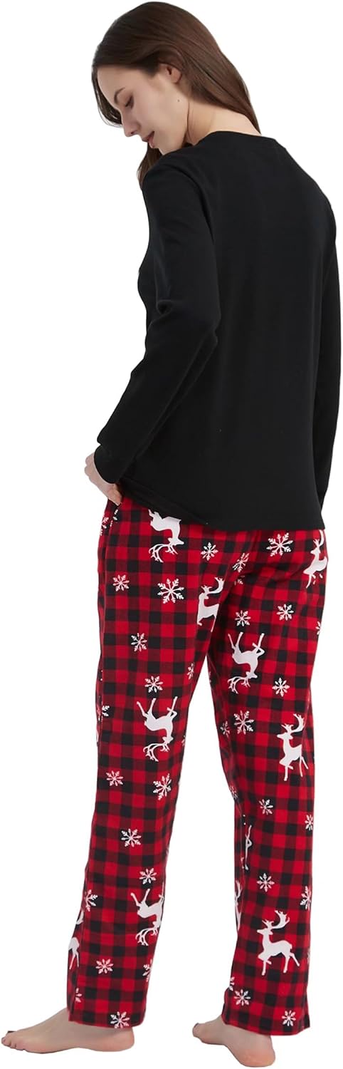 GLOBAL Herren Schlafanzüge Flanell Herren Pyjama Set Baumwolle Langarm-Pullover Oberteil und elastis