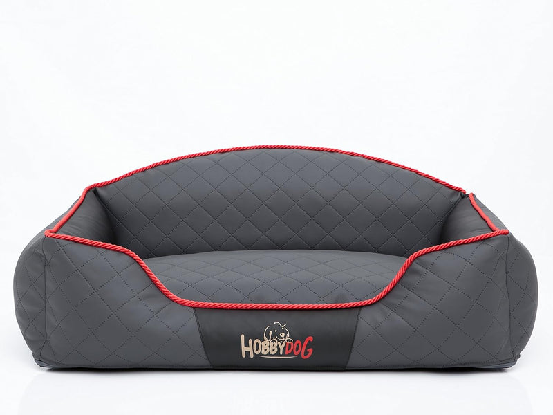 Hobbydog LELIGRC9 Hundebett/Sofa/Korb Elite mit Kunstleder, Graphit/schwarz, L 65 x 50 x 24 cm Graph