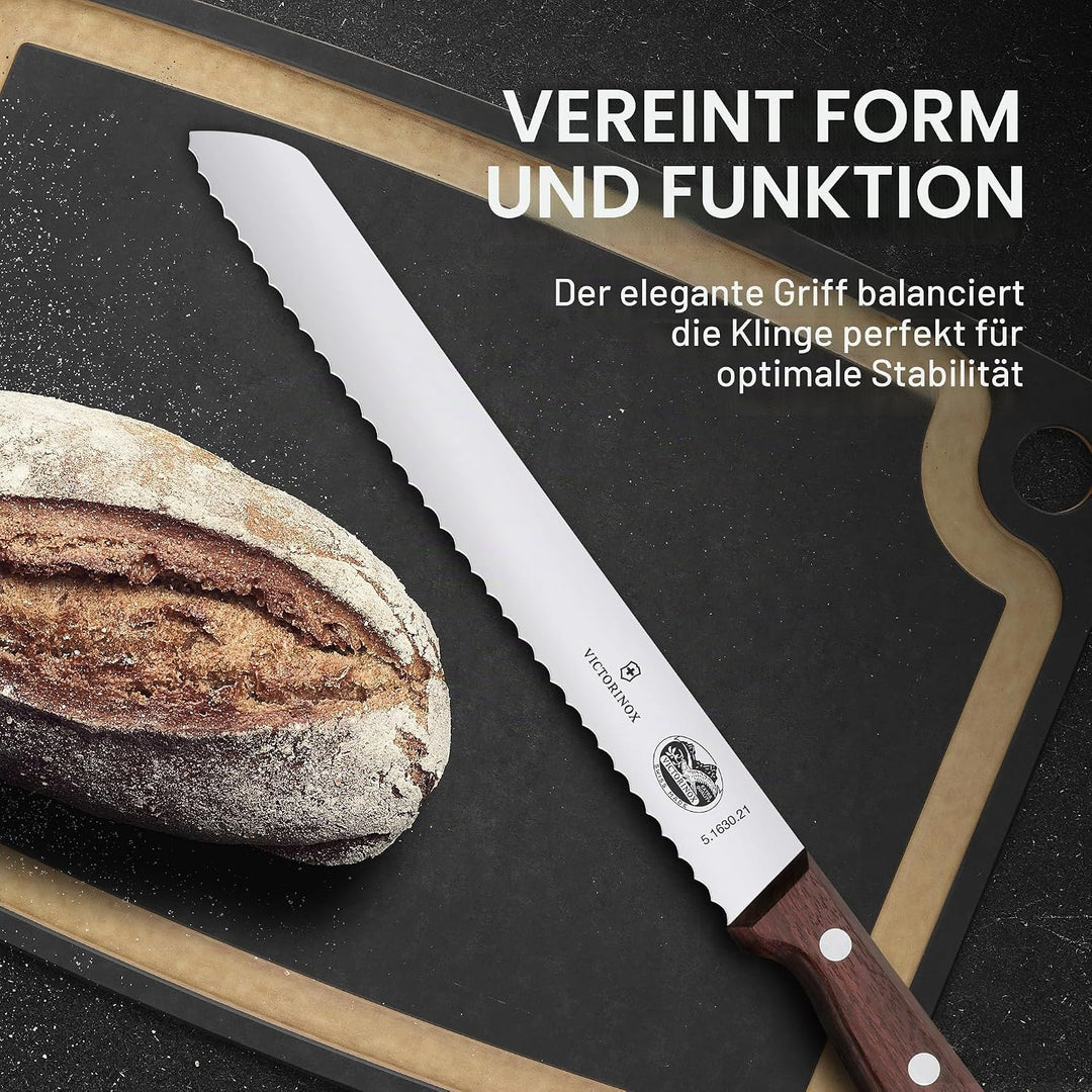 Victorinox Wood Küchengarnitur, Messer Set 2-teilig, Brotmesser, Tranchiermesser, Extra Scharf, Edle