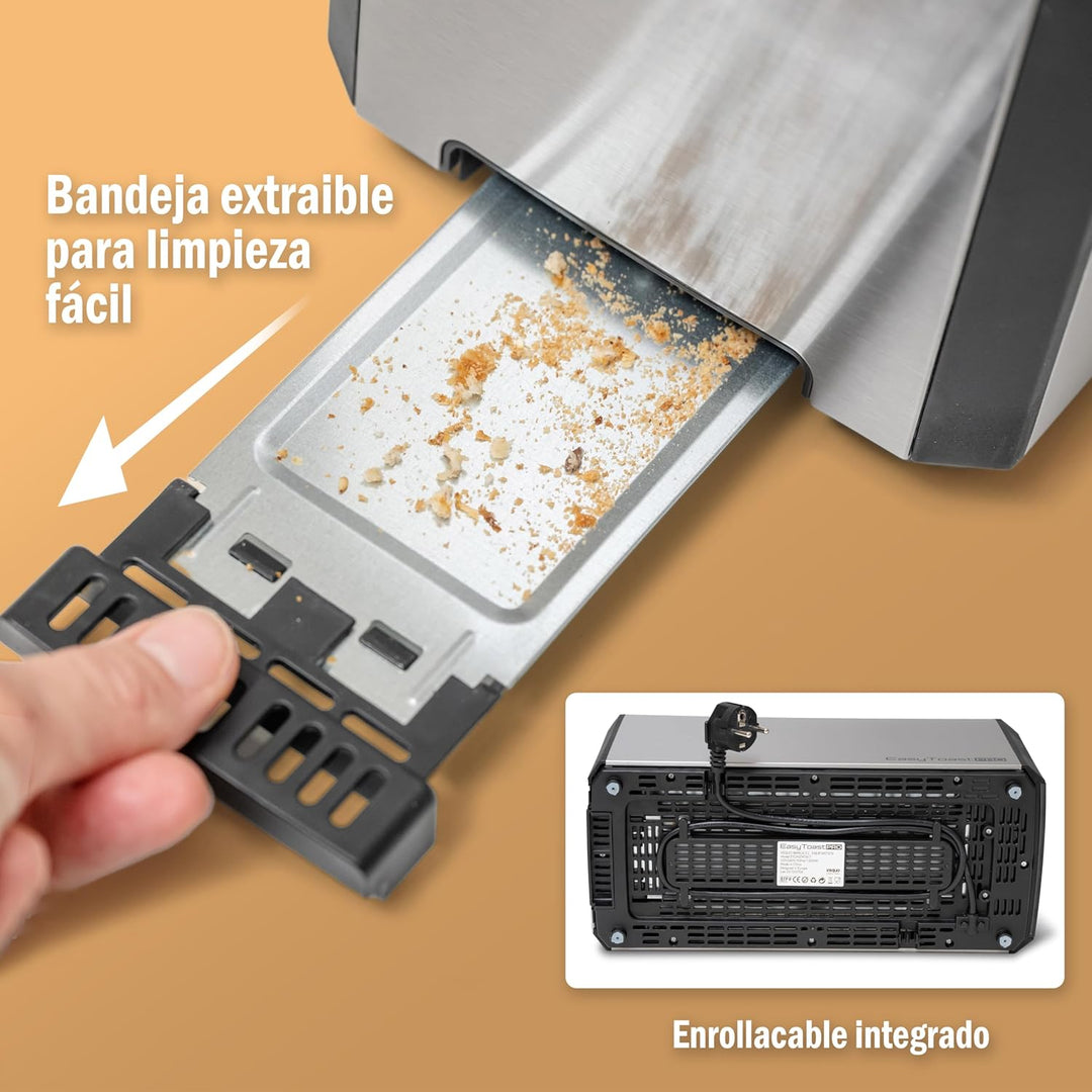 Easy Toast Pro Digitaler Toaster mit Autolift, Touchscreen, 6 Bräunungsstufen, 6 Brotprogramme, Auft