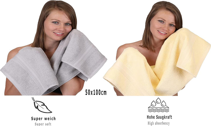 Betz 10 TLG. Handtuch Set Gold Farbe beige &amp; Silber grau, Qualität 600 g/m², 2 Duschtücher 70 x 140
