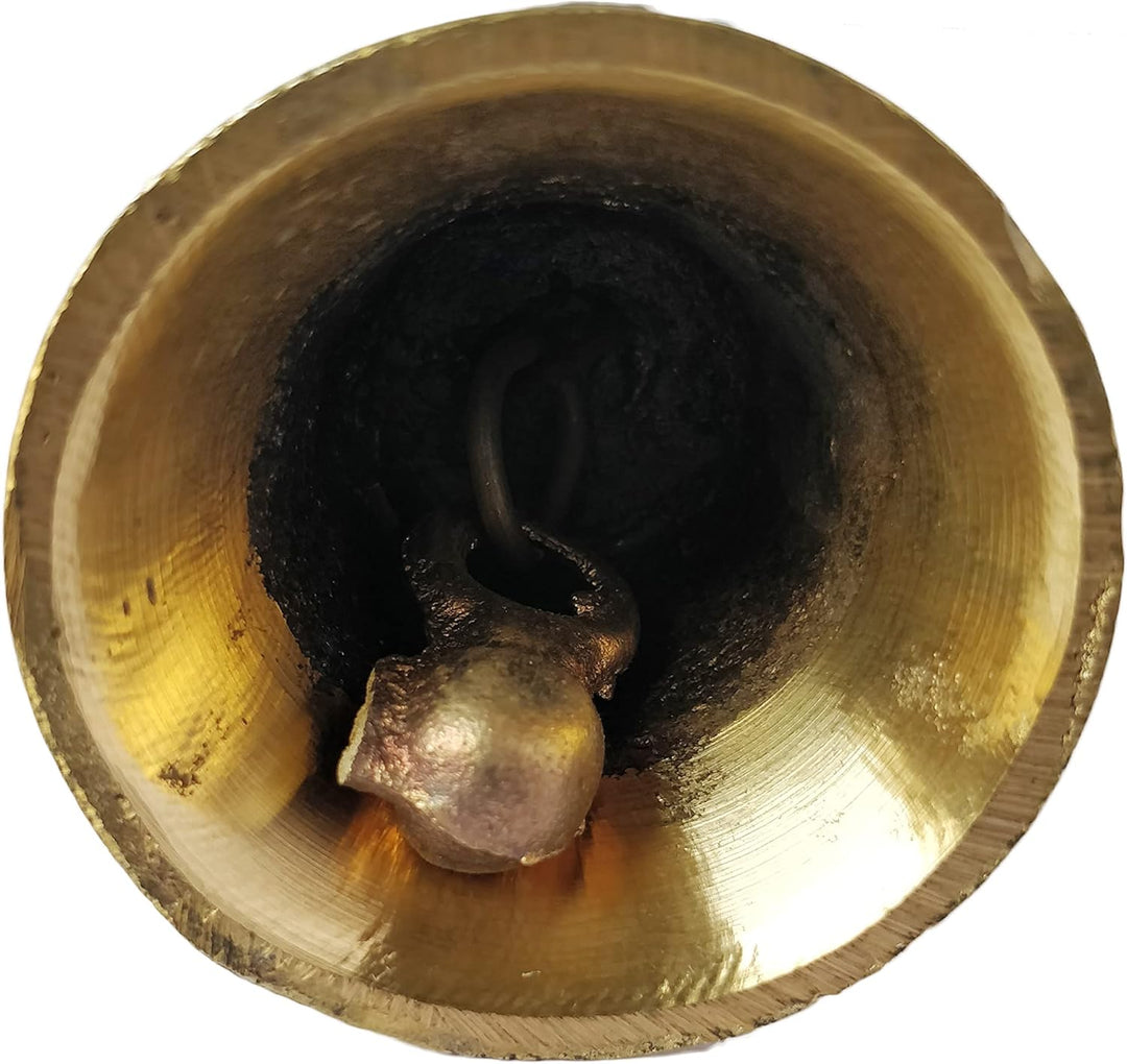 GURU JEE Glocke Pooja aus Messing – kleines Ghanti für Puja – Handglocke mit Musik – für Mandir Temp