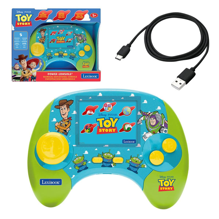 Lexibook, Disney Toy Story, Bilinguale sprechende Lernkonsole Deutsch und Englisch, 100 Aktivitäten,
