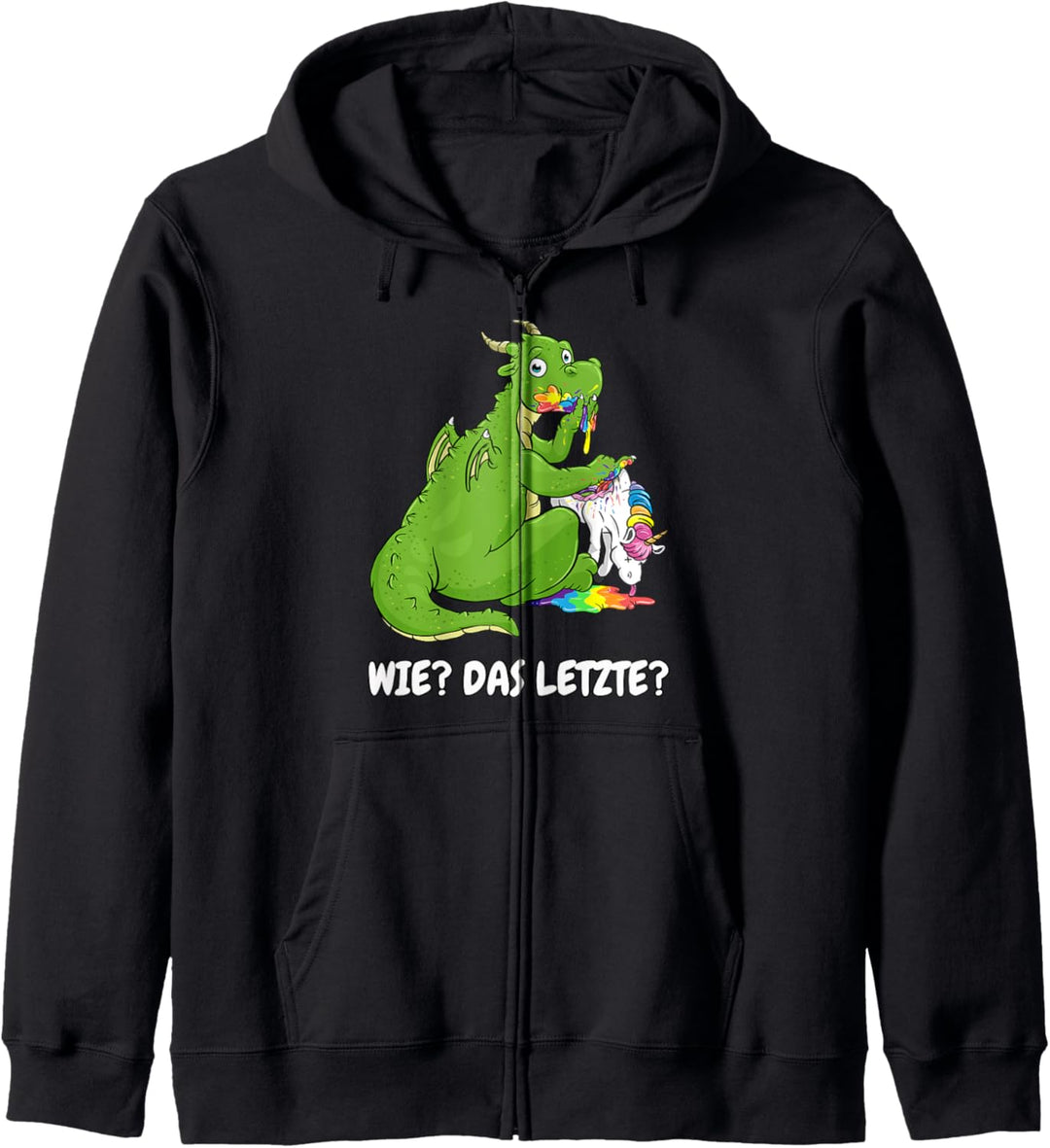 lustiger Drachen Shirt das letzte Drache frisst Einhorn Kapuzenjacke