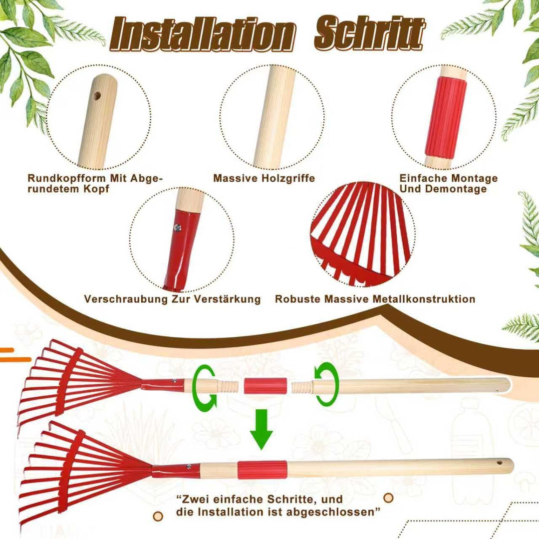 Schubkarre für Kinder, 13 Gartenwerkzeug Set für Kinder, Gartenset mit Schubkarre Kind, Kinderschubk