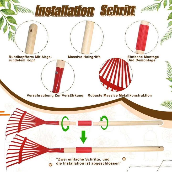 Schubkarre für Kinder, 13 Gartenwerkzeug Set für Kinder, Gartenset mit Schubkarre Kind, Kinderschubk