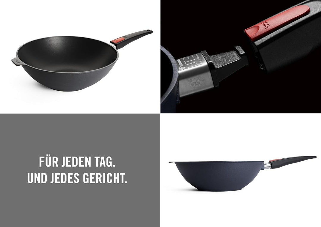 Woll Diamond Lite Wok- und Rührpfanne, Ø 32 cm, 10 cm hoch, mit abnehmbaren Stiel - Geeignet für Cer