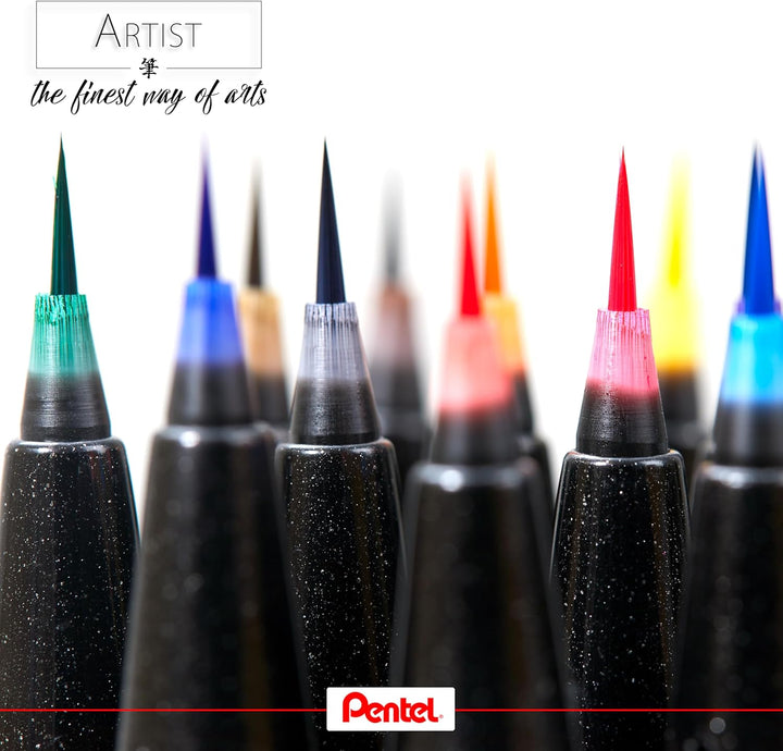 Pentel SESF30C-AX Extra feine Pinsel-Spitze, 12 Stück schwarz 12 Schwarz, 12 Schwarz
