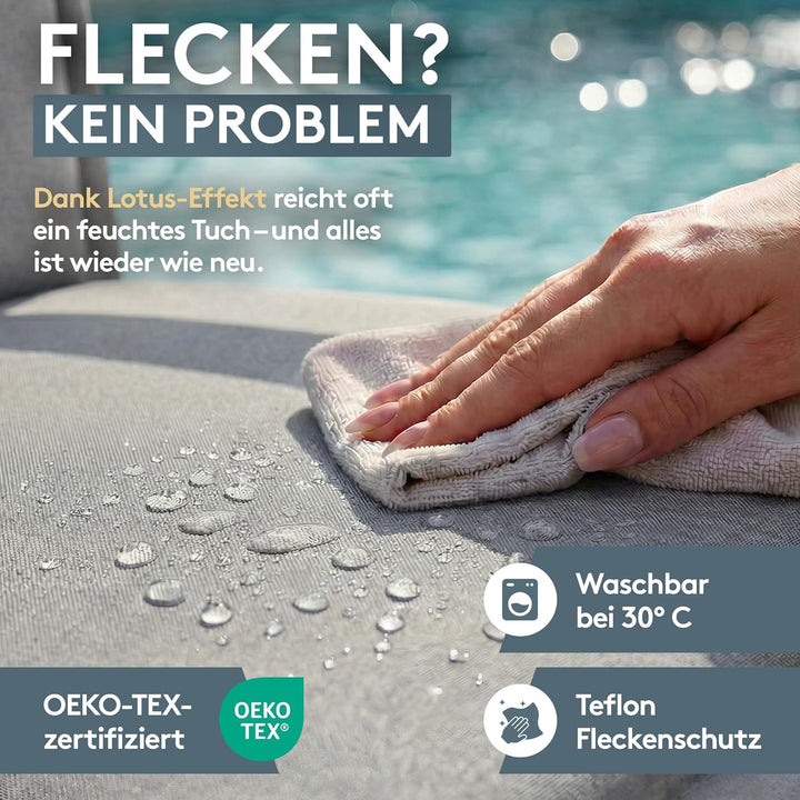 LILENO HOME Gartenstuhl Auflagen als [2er Set - Hochlehner] in Uni Mittelgrau (Tami) - Bequeme Liege
