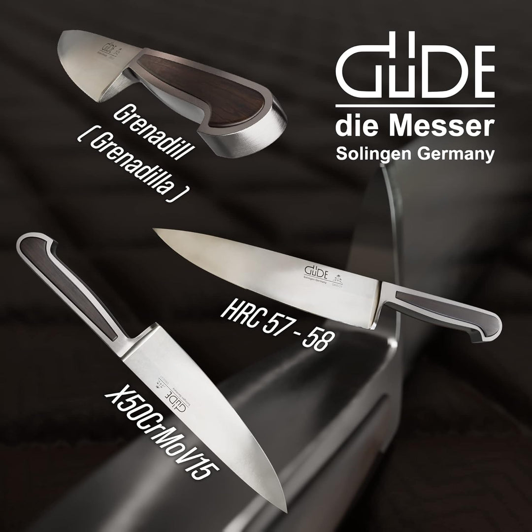 GÜDE Solingen - Kochmesser geschmiedet, 21 cm, Grenadill, DELTA, Küchenmesser, Handmade Germany, Bra