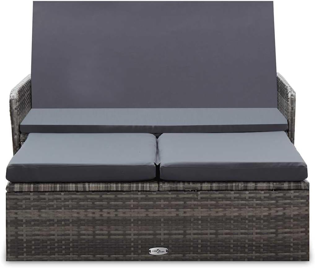vidaXL Gartenmöbel 2-TLG. mit Auflagen Speicherfunktion Sitzgruppe Lounge Sofa Hocker Gartensofa Gar