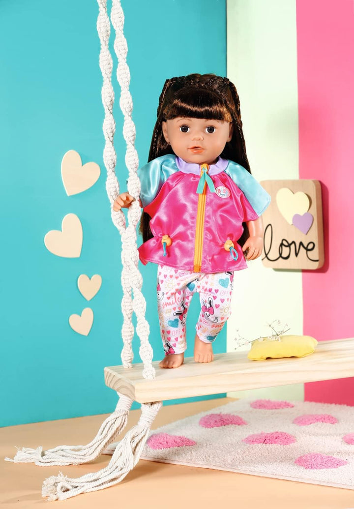 BABY born Freizeitanzug Pink, Kleidungsset bestehend aus Freizeitjacke in rosa türkis mit Leggings f