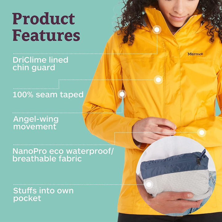 Marmot Damen Wm's PreCip Eco Jacket, Wasserdichte Regenjacke, winddichter Regenmantel, atmungsaktive