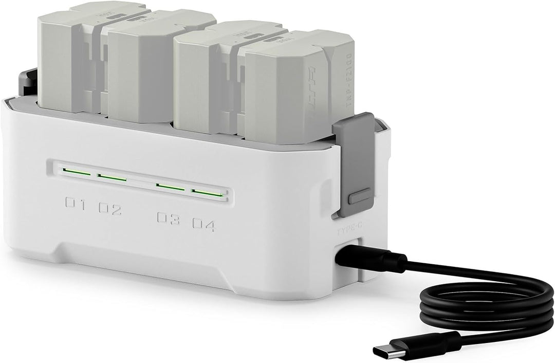 TILTA NP-FZ100 Ersatzakku- und Ladegerät-Set,mit 4 Akkus à 2400 mAh und Vierkanal-USB-C-PD-45-W-Schn